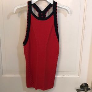 Rag & Bone ribbed knit red tank top black trim